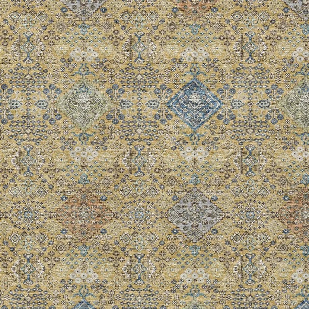 3' X 5' Gold And Copper Oriental Washable Indoor Outdoor Area Rug Homeroots Outdoor