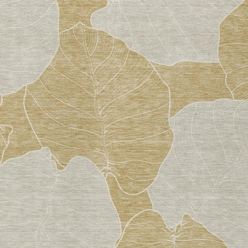 3' X 5' Gold And Ivory Floral Washable Indoor Outdoor Area Rug Homeroots Outdoor