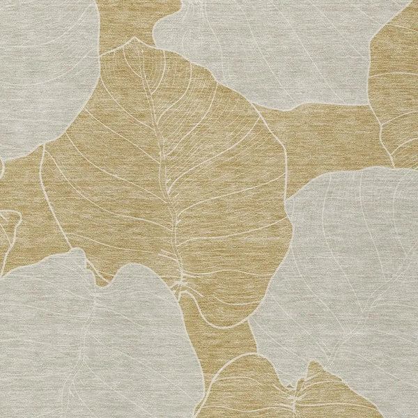 3' X 5' Gold And Ivory Floral Washable Indoor Outdoor Area Rug Homeroots Outdoor