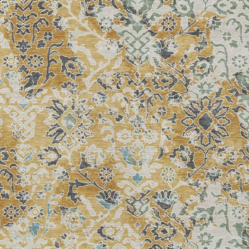 3' X 5' Gold And Ivory Geometric Washable Indoor Outdoor Area Rug Homeroots Outdoor