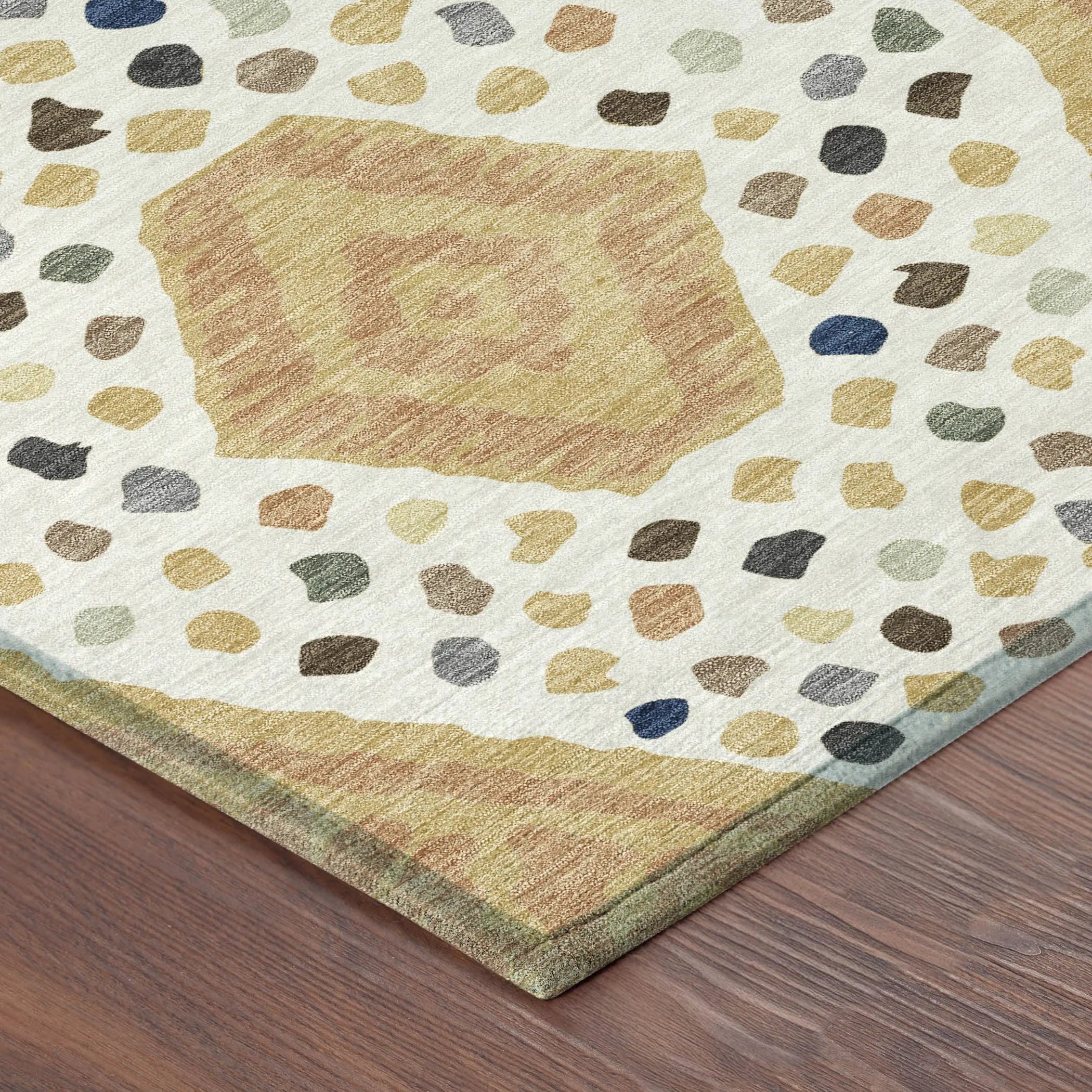 3' X 5' Gold And Ivory Tribal Washable Indoor Outdoor Area Rug Homeroots Outdoor