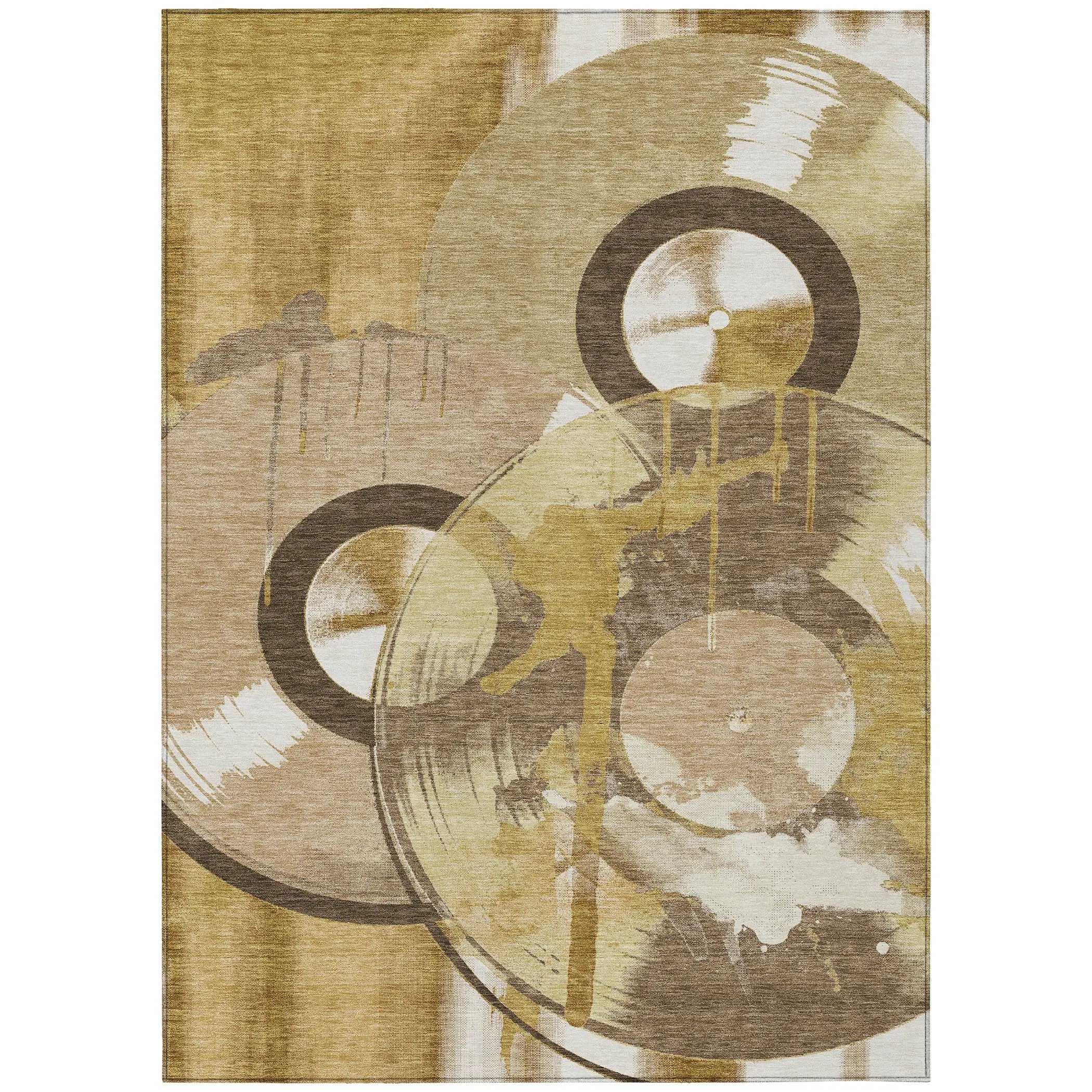3' X 5' Gold And Saffron Geometric Washable Indoor Outdoor Area Rug Homeroots Outdoor