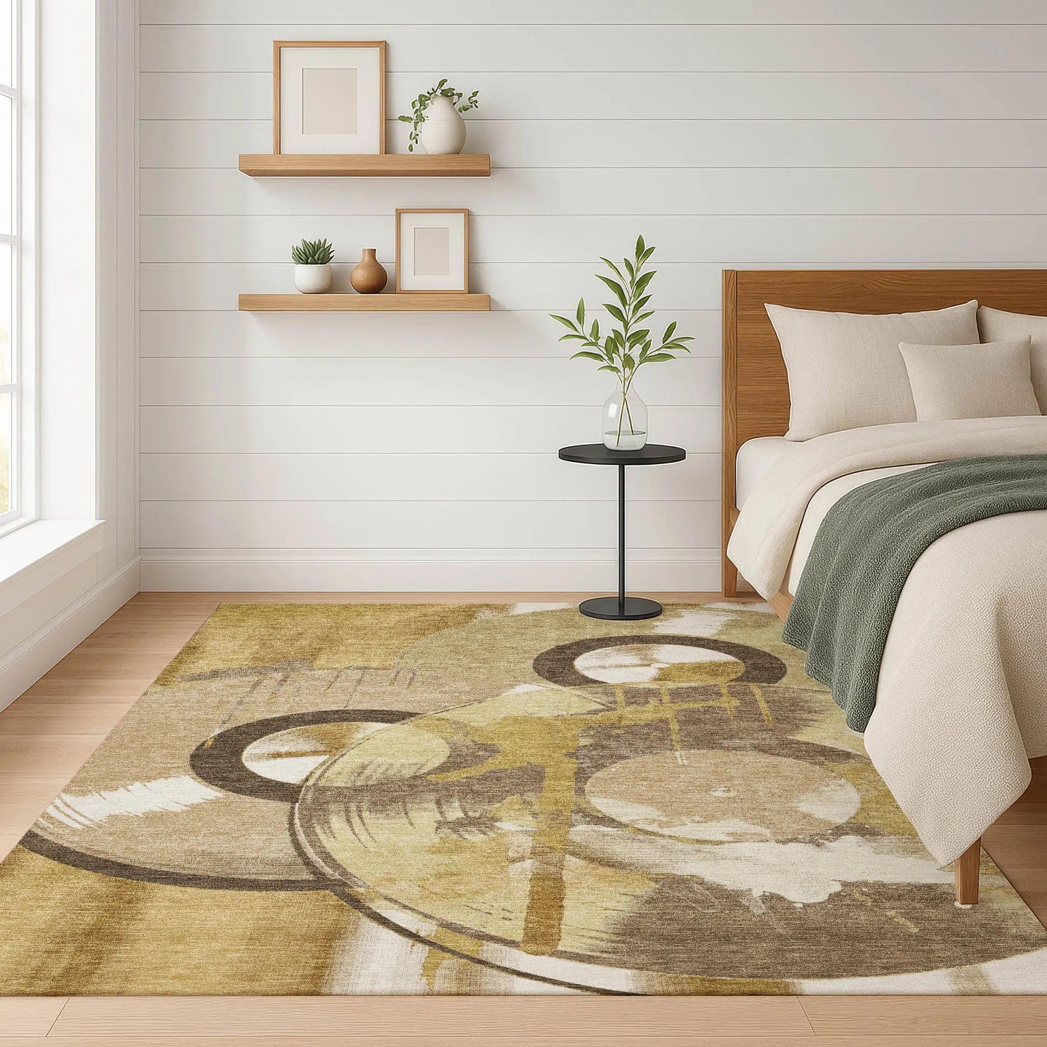 3' X 5' Gold And Saffron Geometric Washable Indoor Outdoor Area Rug Homeroots Outdoor