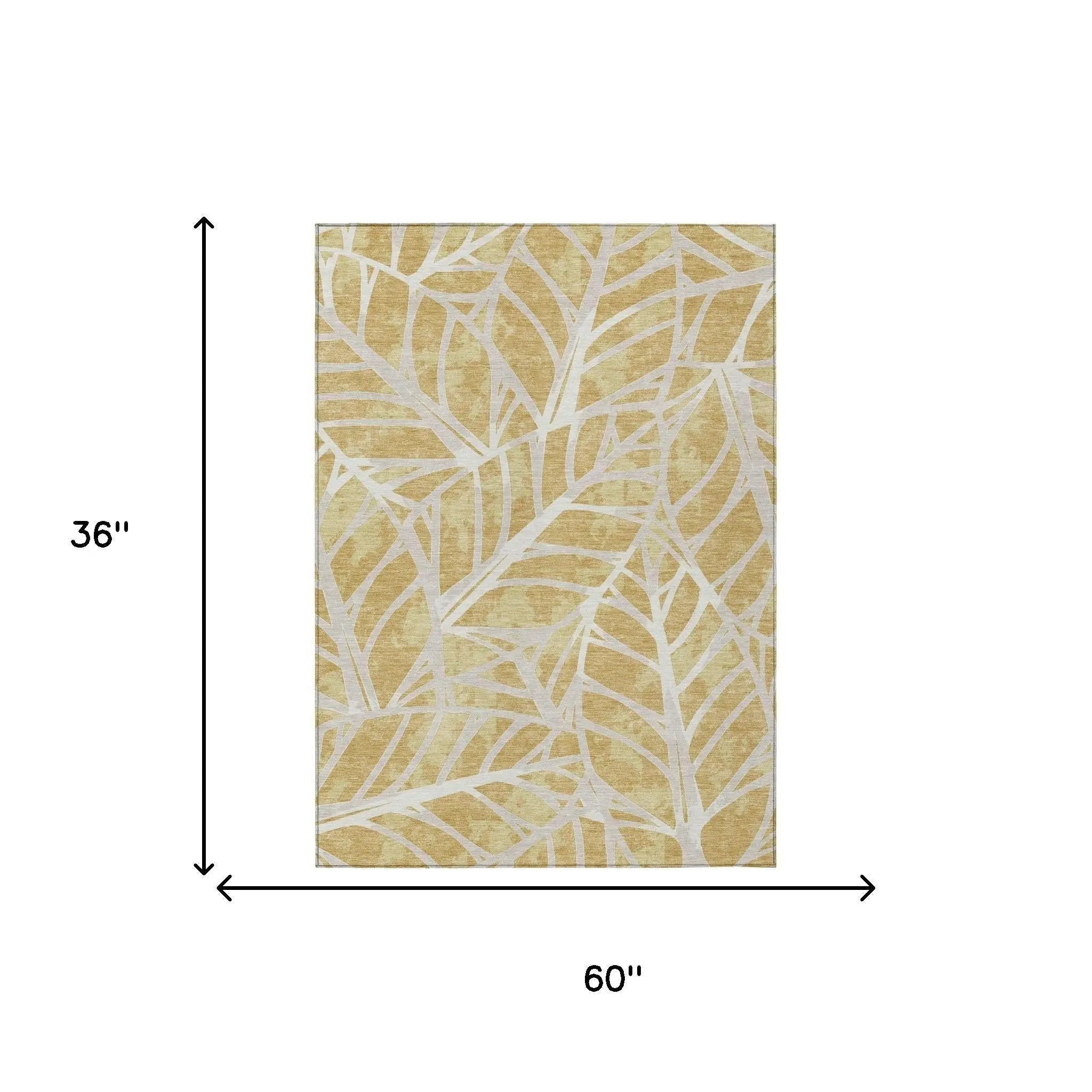 3' X 5' Gold And Wheat Floral Washable Indoor Outdoor Area Rug Homeroots Outdoor