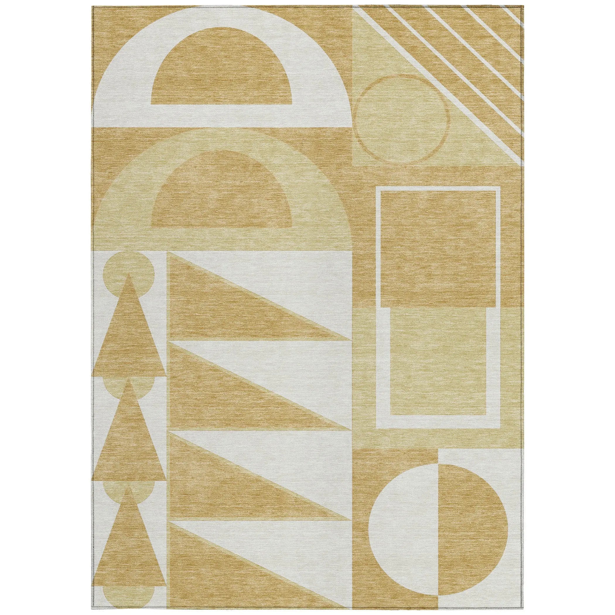 3' X 5' Gold And Wheat Geometric Washable Indoor Outdoor Area Rug Homeroots Outdoor