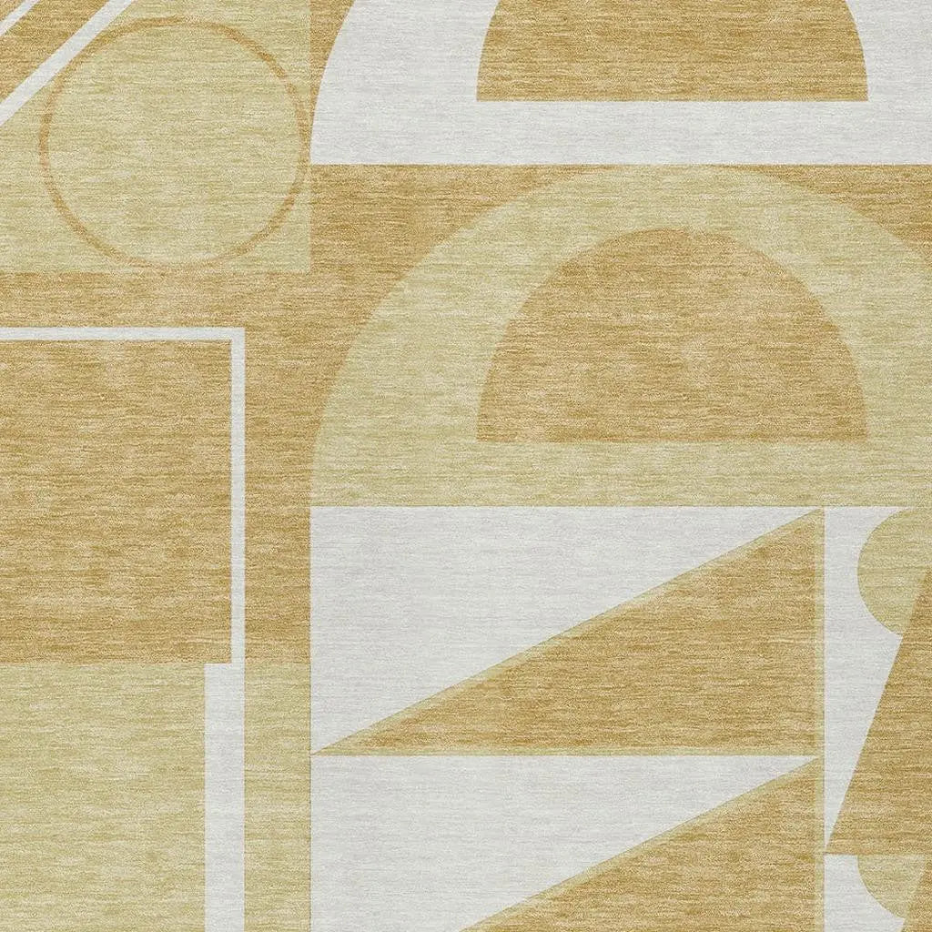 3' X 5' Gold And Wheat Geometric Washable Indoor Outdoor Area Rug Homeroots Outdoor