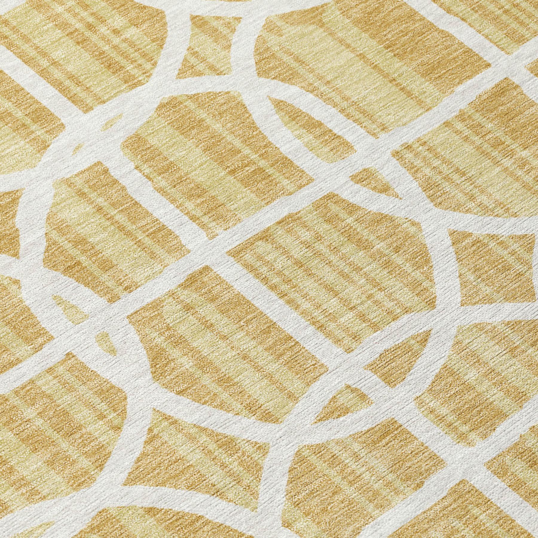 3' X 5' Gold And Wheat Geometric Washable Indoor Outdoor Area Rug Homeroots Outdoor
