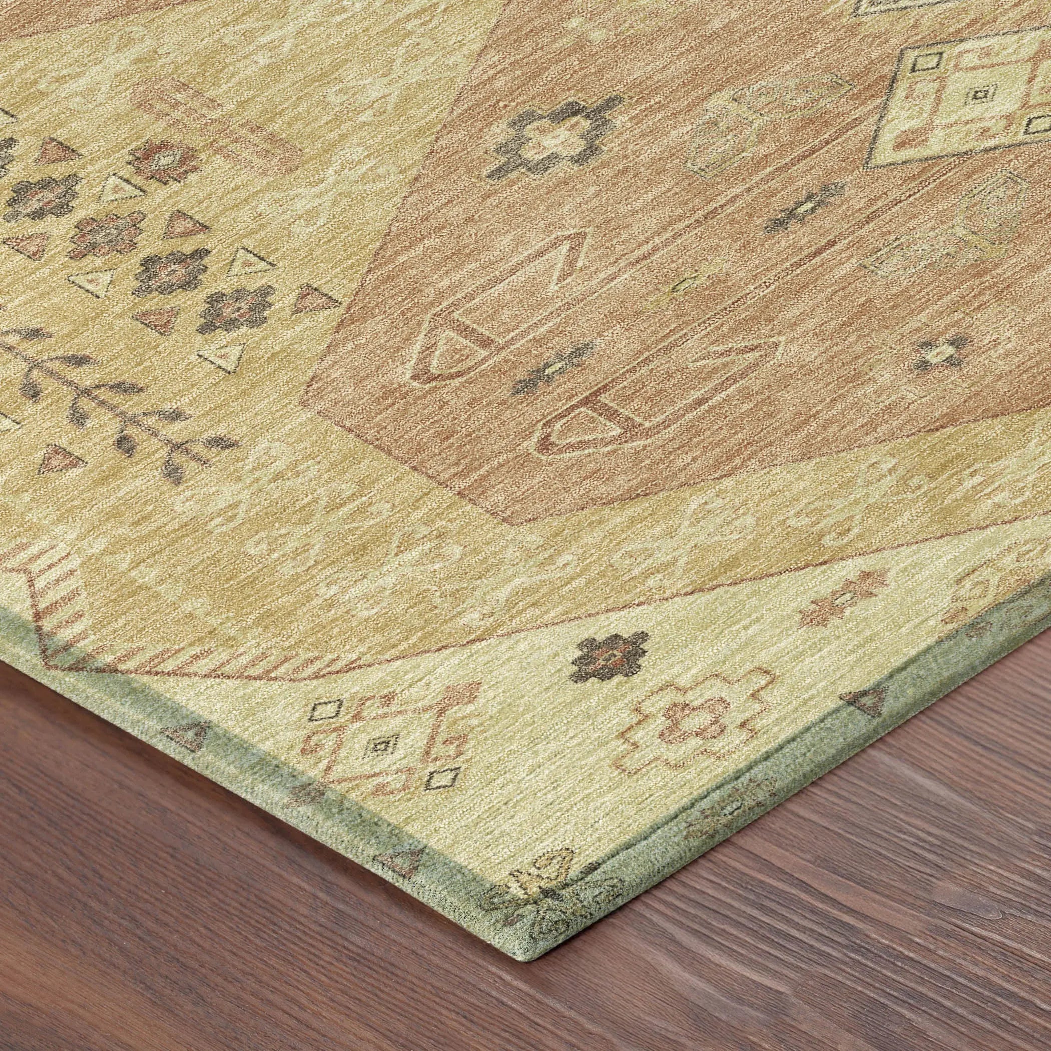 3' X 5' Gold And Wheat Geometric Washable Indoor Outdoor Area Rug Homeroots Outdoor