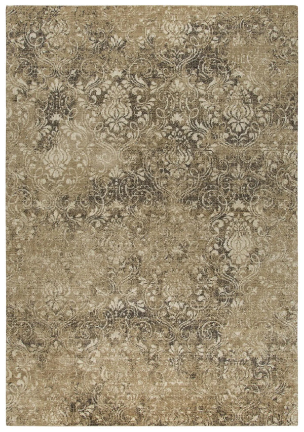 3' X 5' Gold Beige And Ivory New Zealand Lambs Wool Damask Hand Carved Handmade Area Rug Homeroots Home Decor