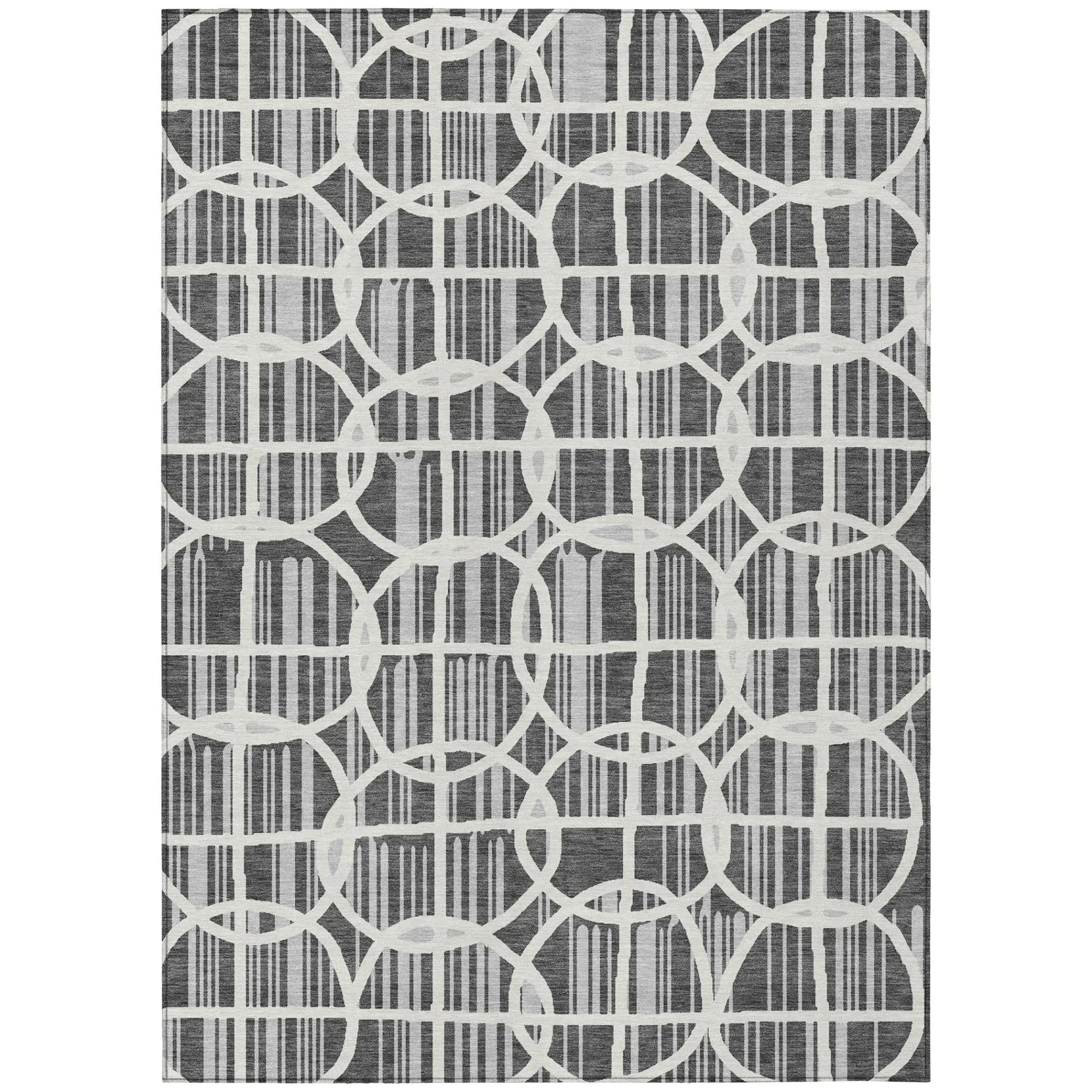 3' X 5' Graphite And Gray Geometric Washable Indoor Outdoor Area Rug Homeroots Outdoor