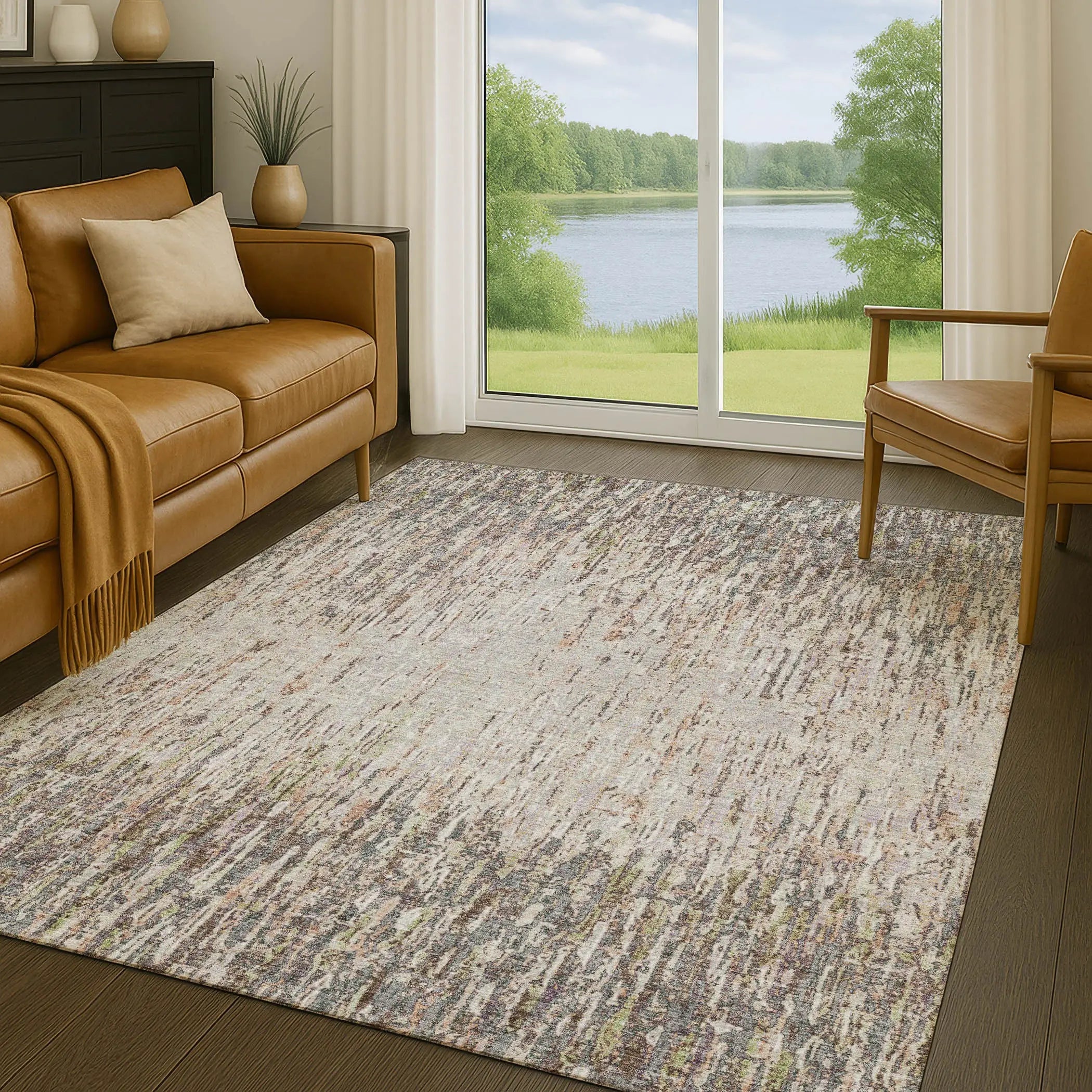 3' X 5' Gray And Beige Striped Washable Indoor Outdoor Area Rug Homeroots Outdoor