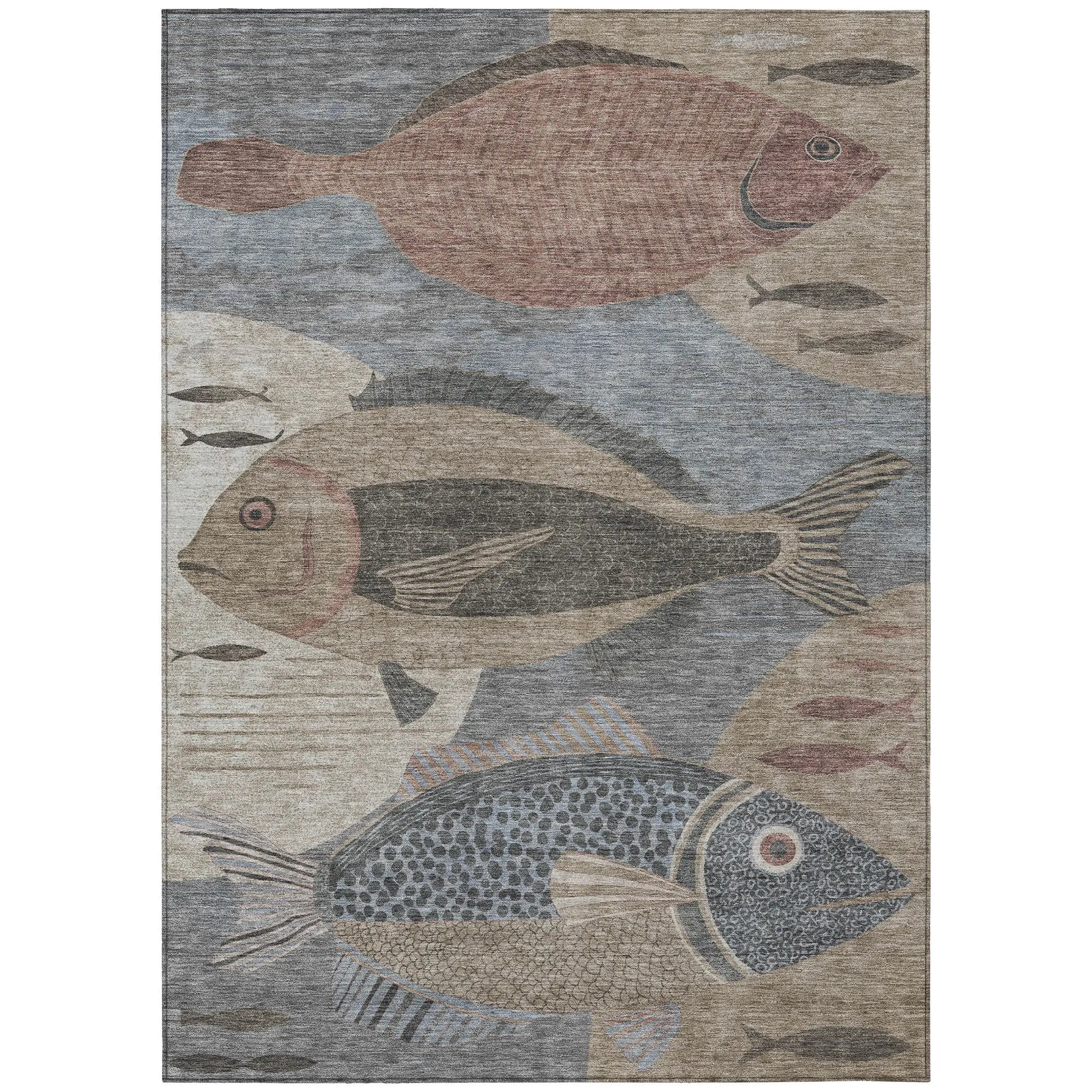 3' X 5' Gray And Beige Tropical Fish Washable Indoor Outdoor Area Rug Homeroots Outdoor
