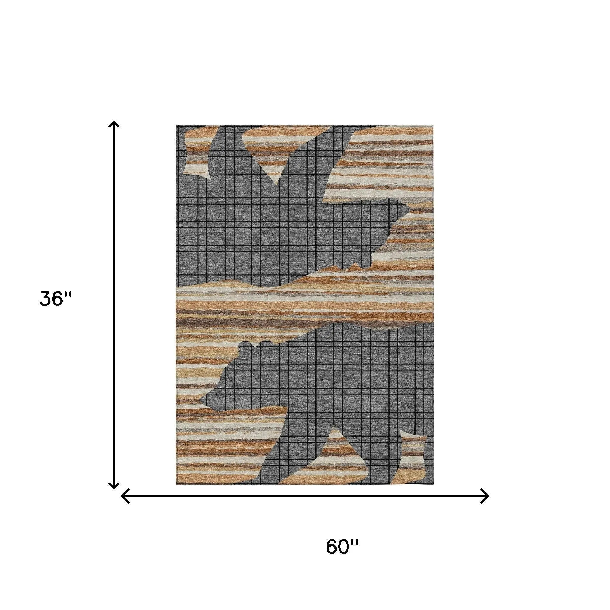 3' X 5' Gray And Brown Abstract Washable Indoor Outdoor Area Rug Homeroots Outdoor