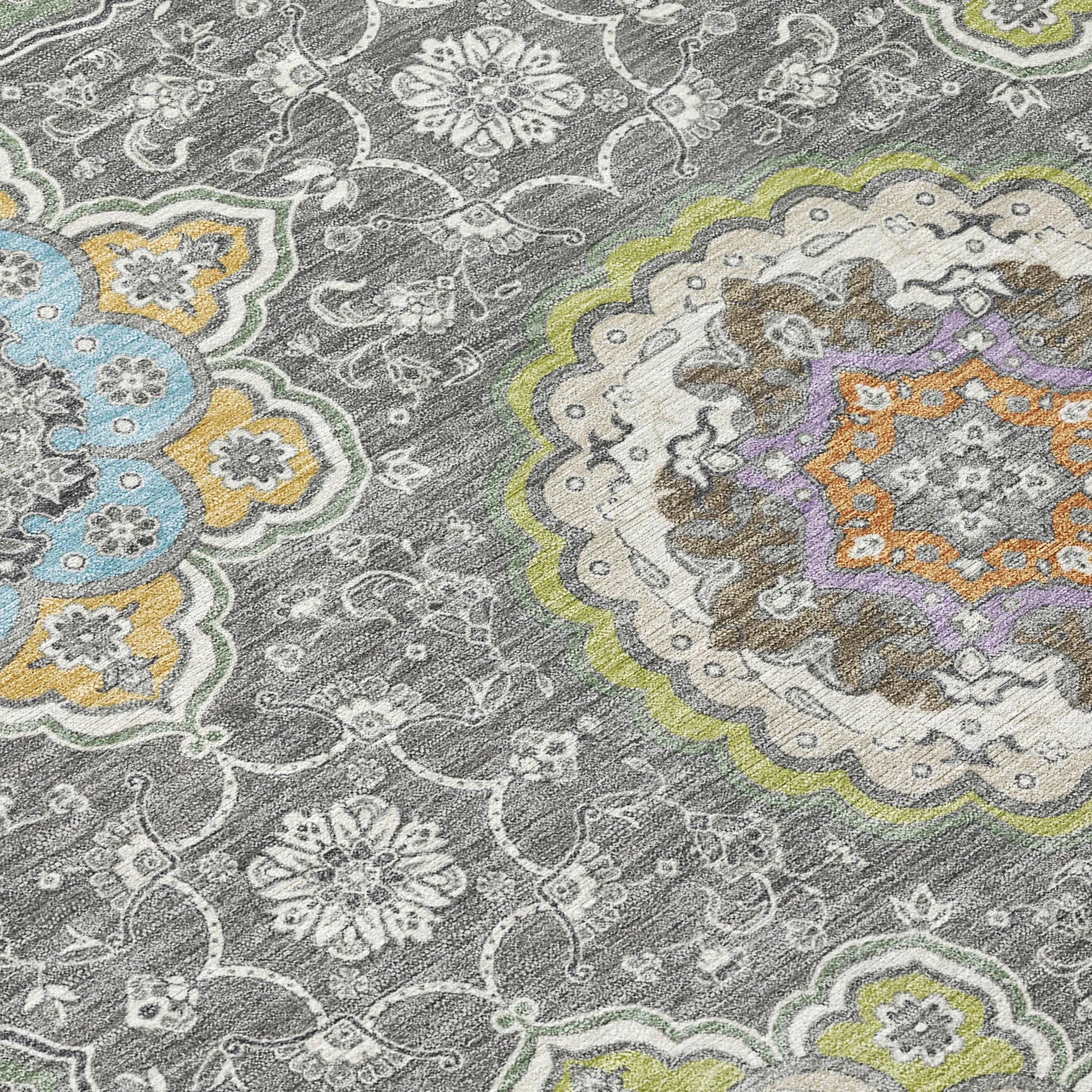 3' X 5' Gray And Brown Floral Medallion Washable Indoor Outdoor Area Rug Homeroots Outdoor
