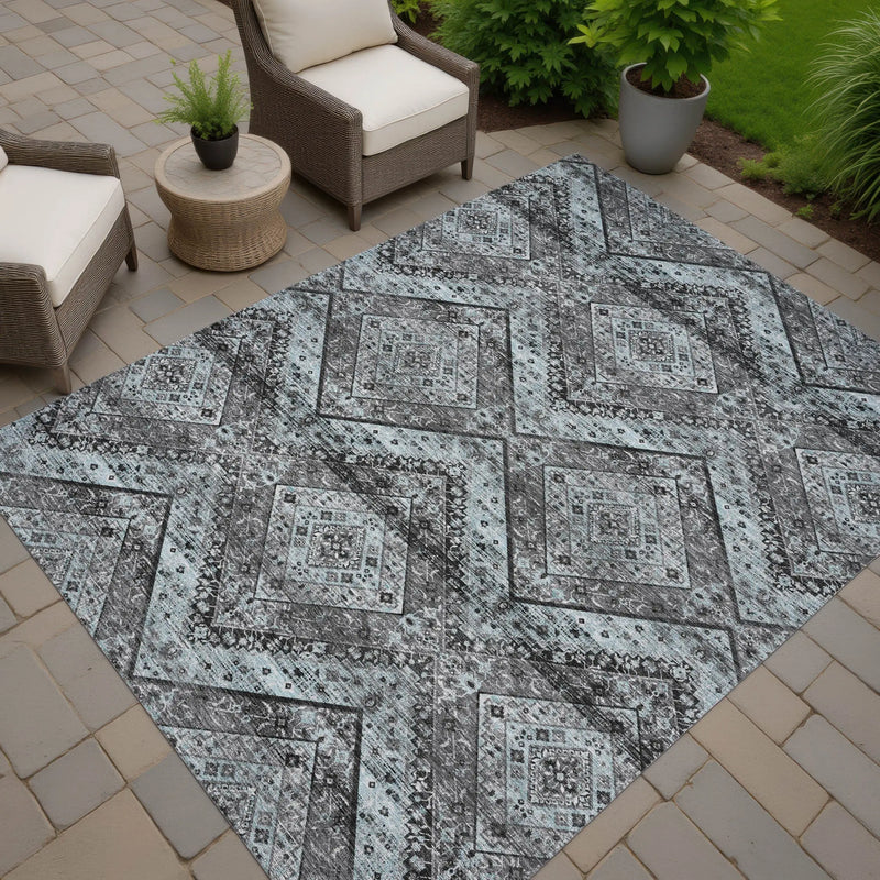 3' X 5' Gray And Brown Tribal Washable Indoor Outdoor Area Rug Homeroots Outdoor