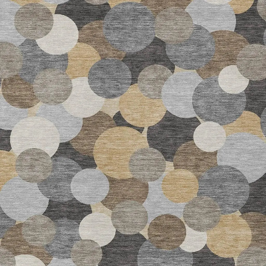 3' X 5' Gray And Chocolate Geometric Washable Indoor Outdoor Area Rug Homeroots Outdoor