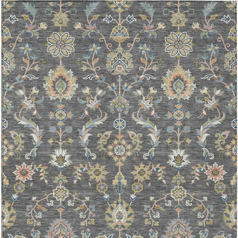 3' X 5' Gray And Denim Blue Abstract Washable Indoor Outdoor Area Rug Homeroots Outdoor