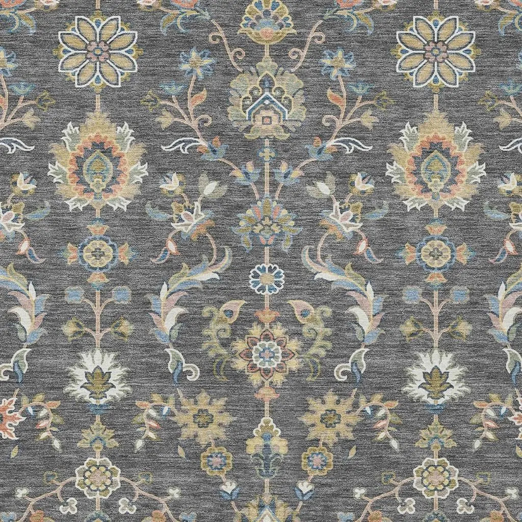 3' X 5' Gray And Denim Blue Abstract Washable Indoor Outdoor Area Rug Homeroots Outdoor