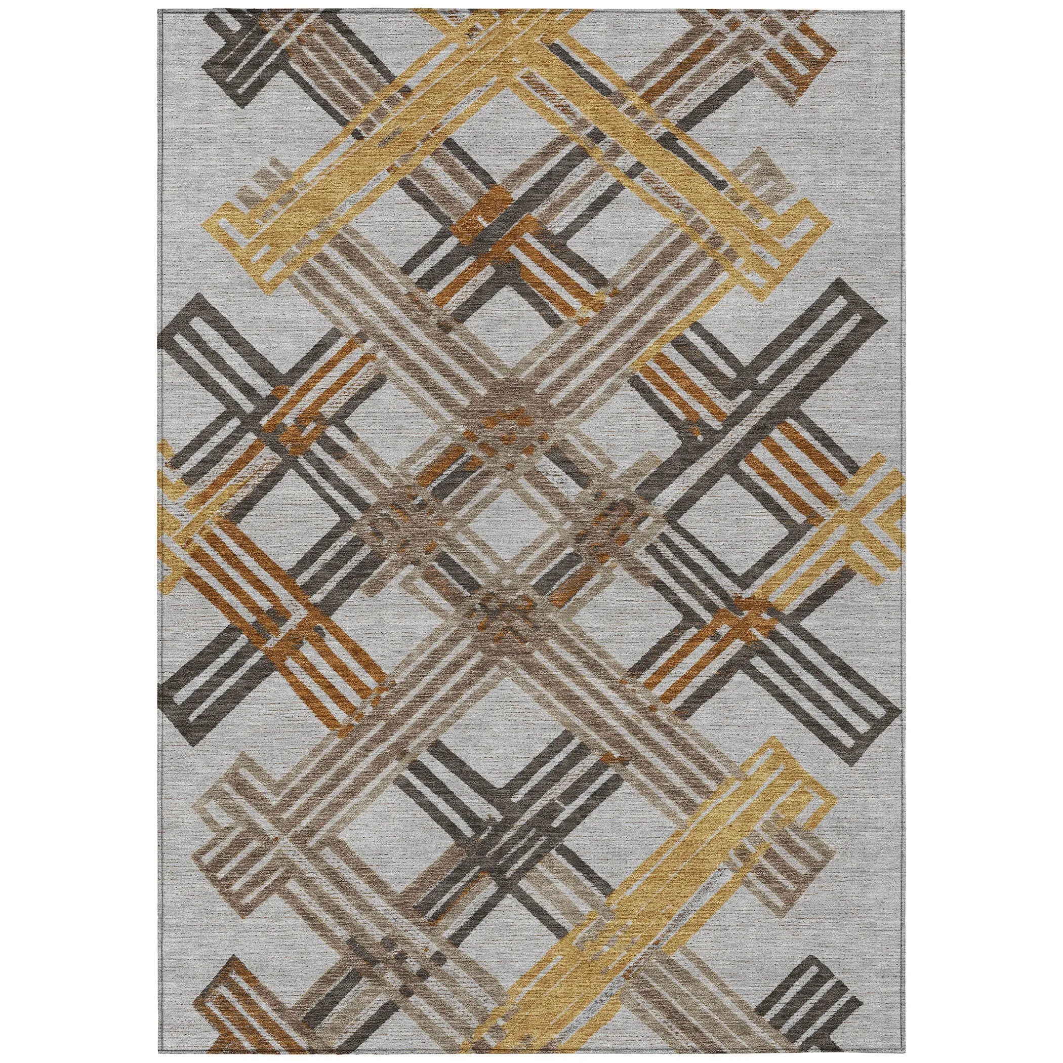 3' X 5' Gray And Gold Geometric Washable Indoor Outdoor Area Rug Homeroots Outdoor