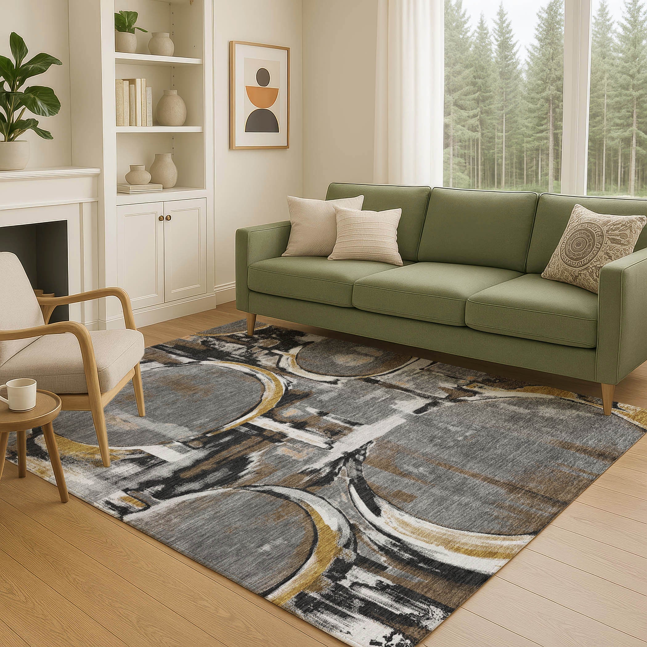 3' X 5' Gray And Graphite Abstract Washable Indoor Outdoor Area Rug Homeroots Outdoor