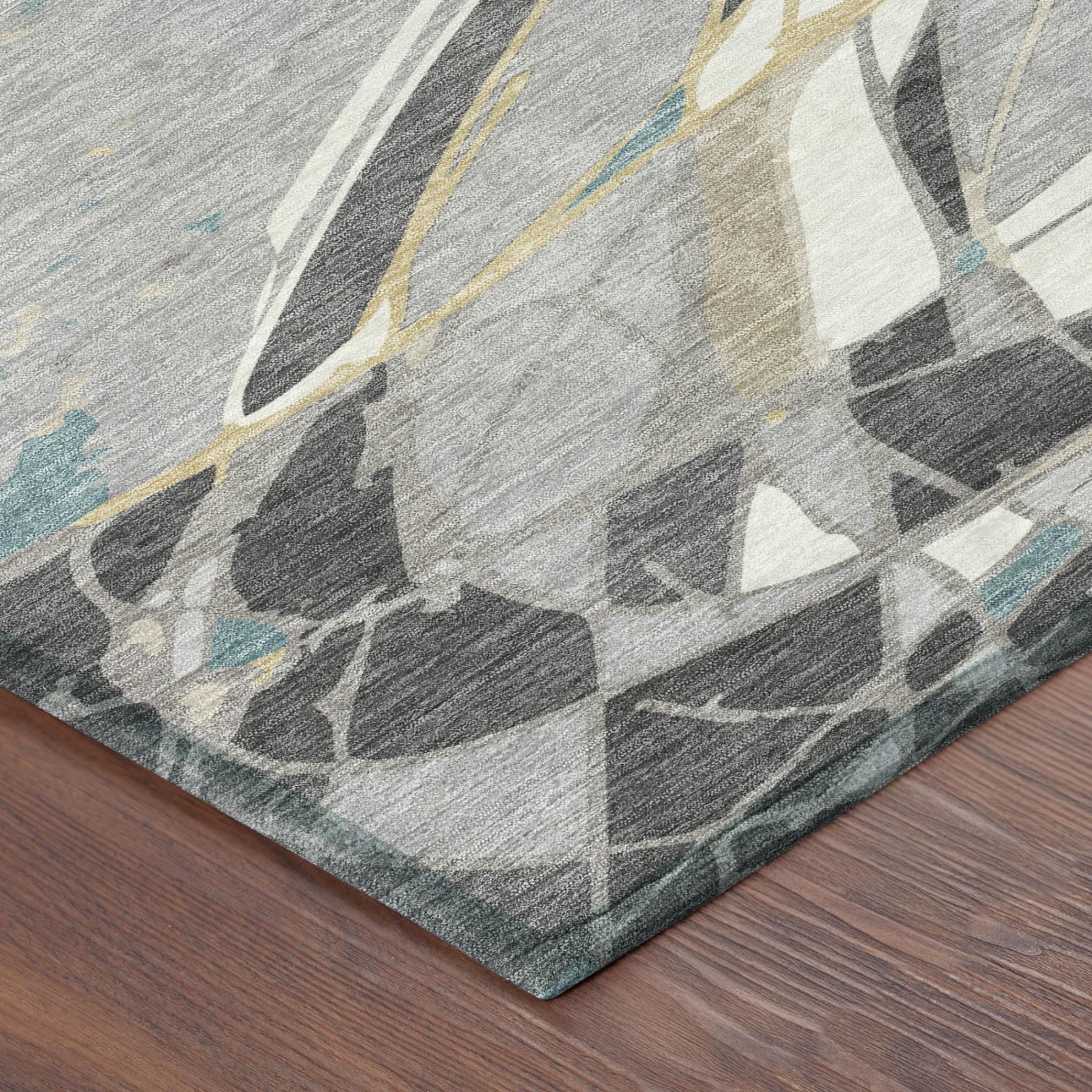 3' X 5' Gray And Graphite Abstract Washable Indoor Outdoor Area Rug Homeroots Outdoor
