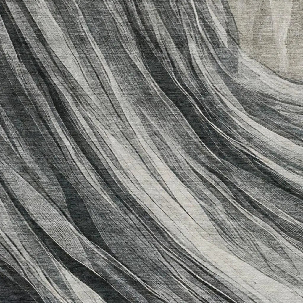 3' X 5' Gray And Graphite Abstract Washable Indoor Outdoor Area Rug Homeroots Outdoor