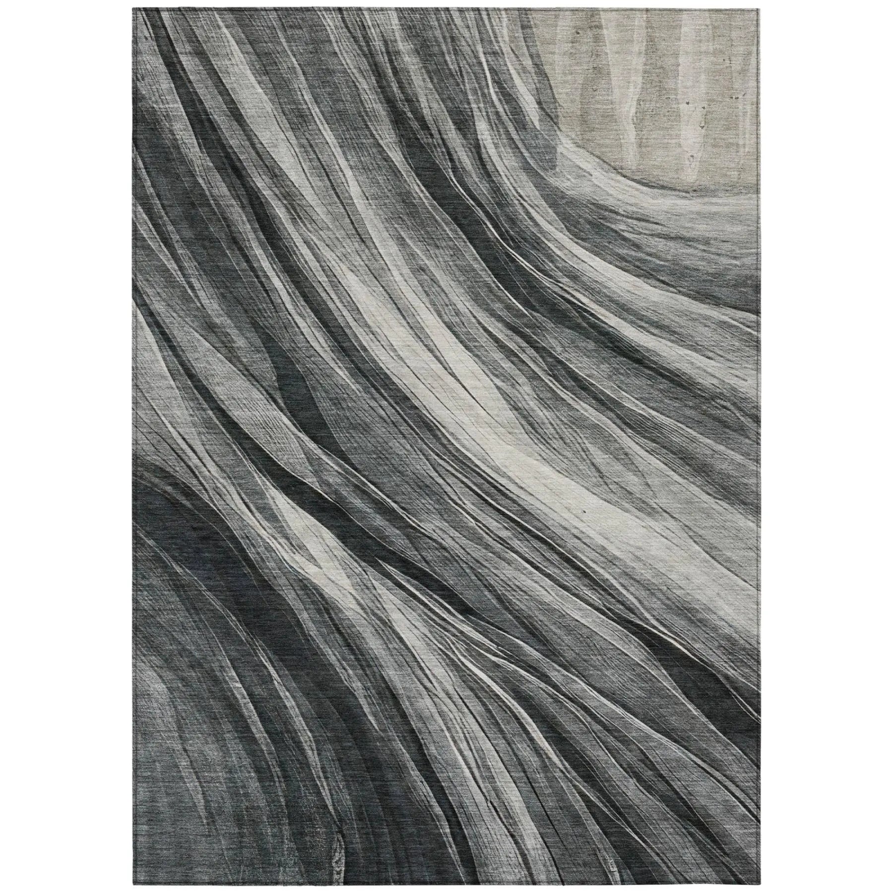3' X 5' Gray And Graphite Abstract Washable Indoor Outdoor Area Rug Homeroots Outdoor