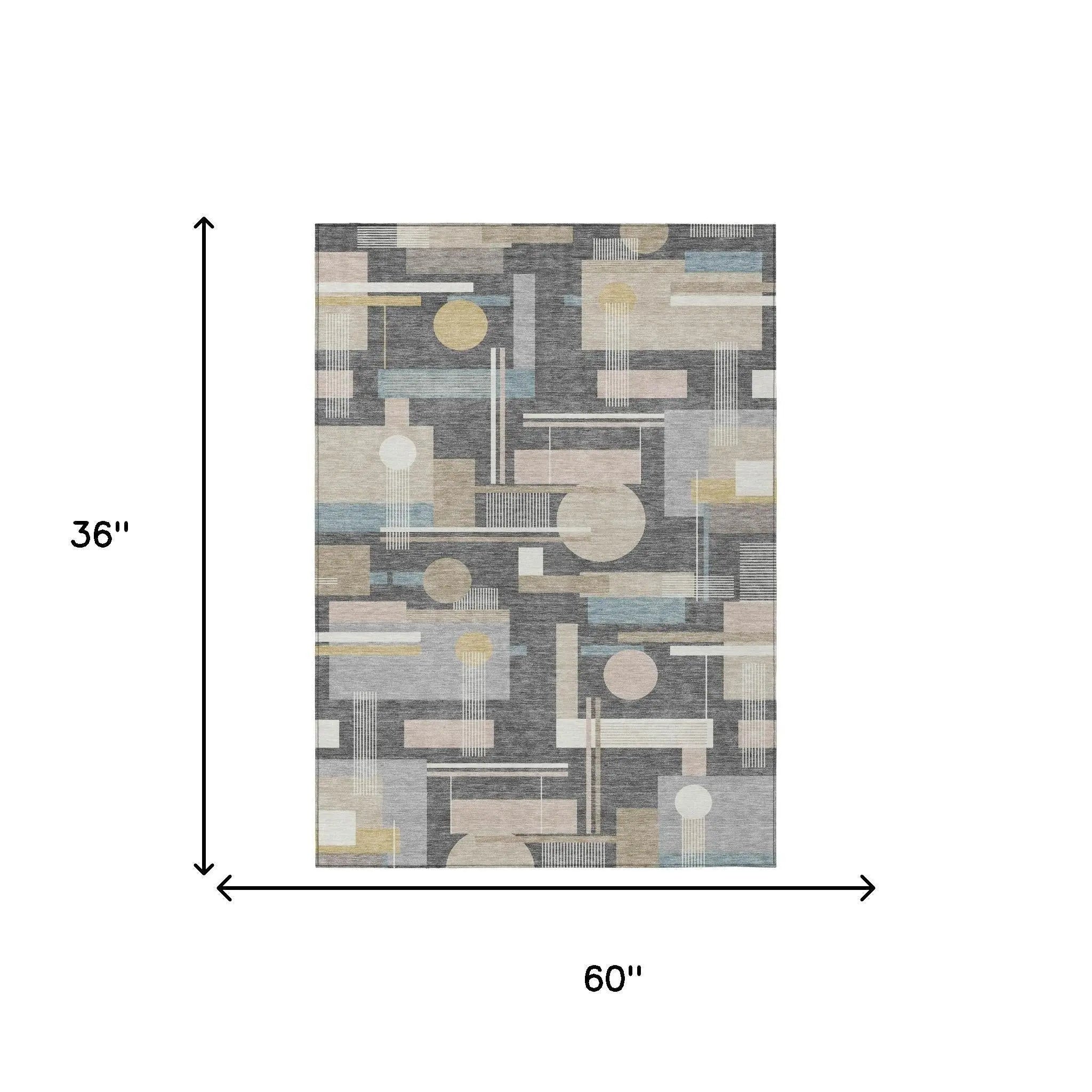 3' X 5' Gray And Graphite Geometric Washable Indoor Outdoor Area Rug Homeroots Outdoor
