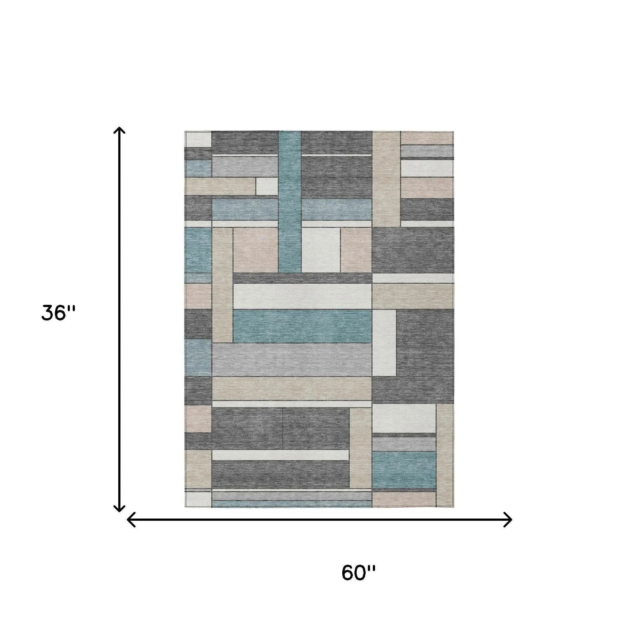 3' X 5' Gray And Graphite Geometric Washable Indoor Outdoor Area Rug Homeroots Outdoor