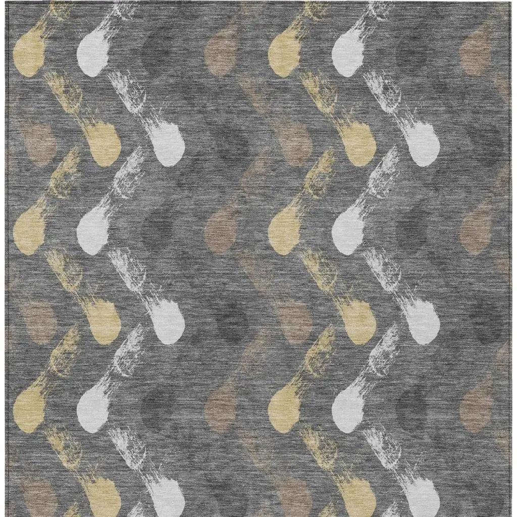 3' X 5' Gray And Graphite Geometric Washable Indoor Outdoor Area Rug Homeroots Outdoor