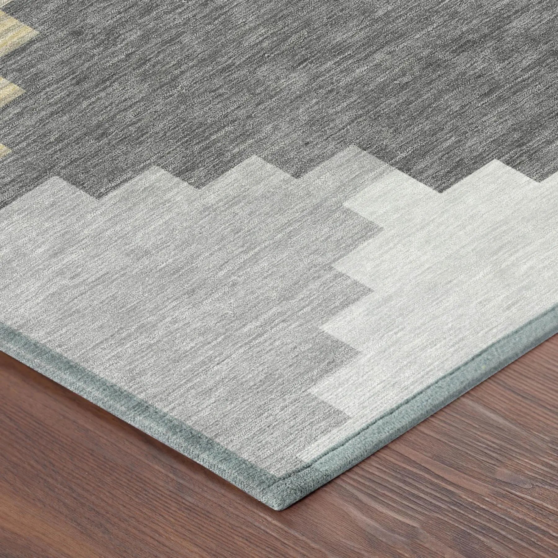 3' X 5' Gray And Graphite Geometric Washable Indoor Outdoor Area Rug Homeroots Outdoor