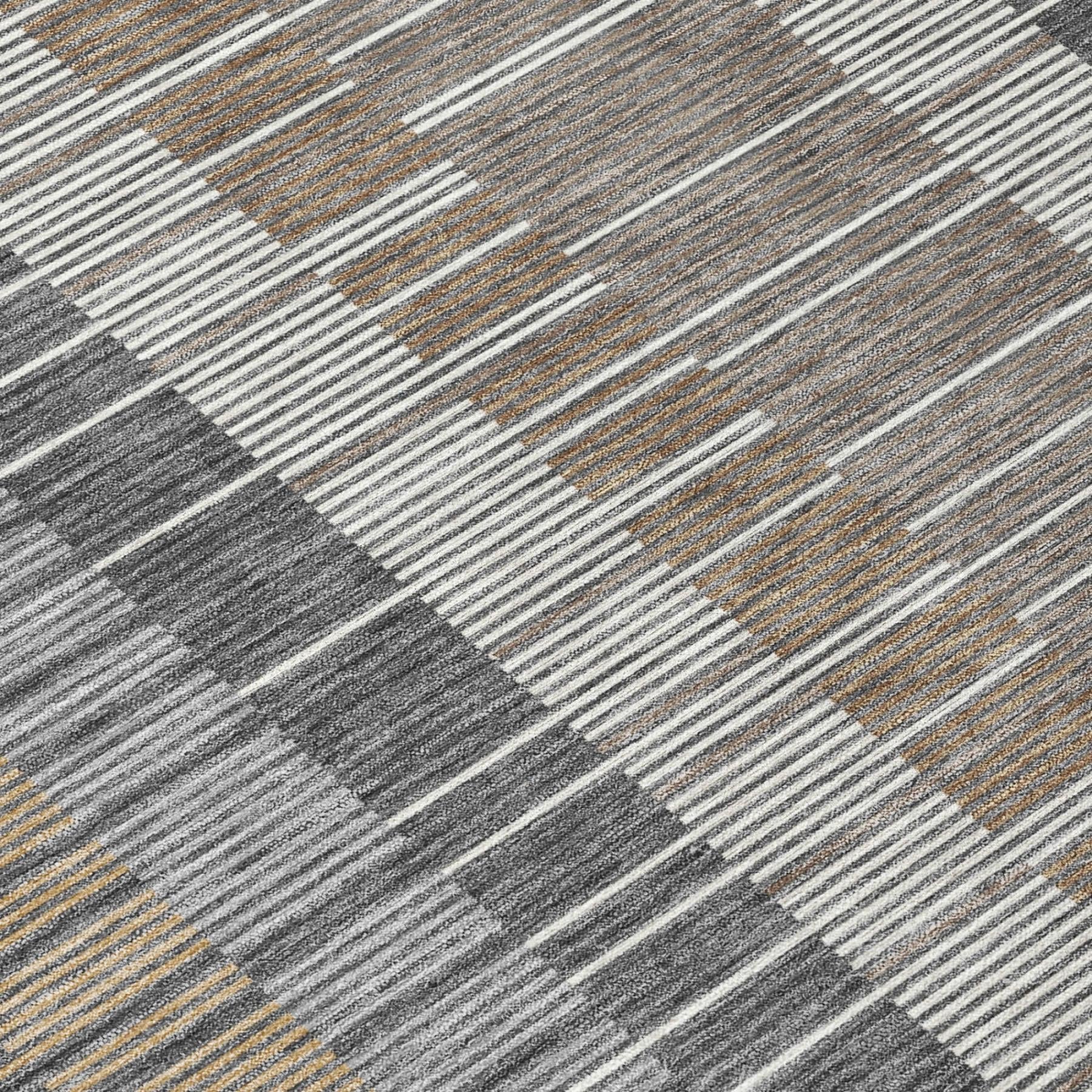 3' X 5' Gray And Graphite Striped Washable Indoor Outdoor Area Rug Homeroots Outdoor