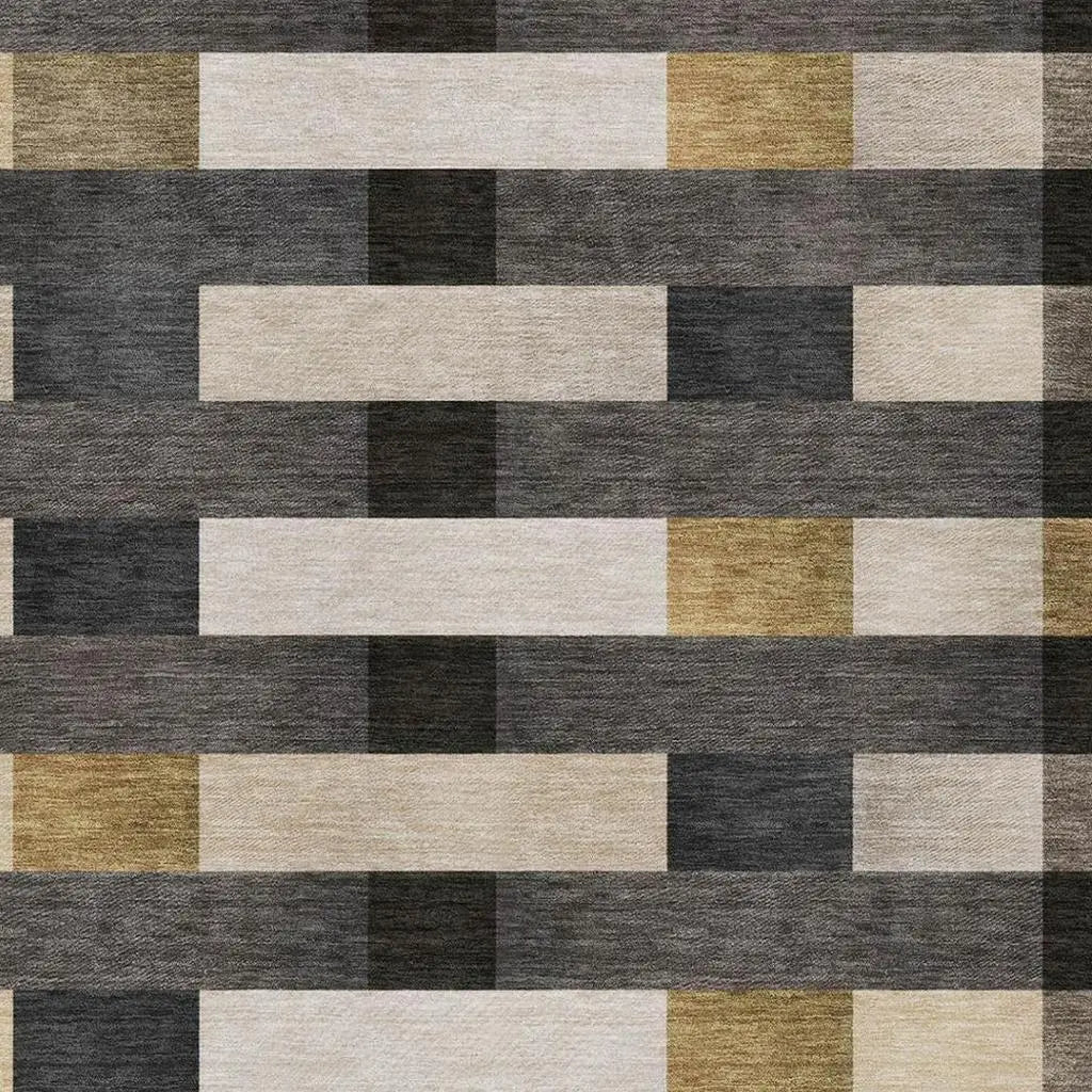 3' X 5' Gray And Graphite Striped Washable Indoor Outdoor Area Rug Homeroots Outdoor
