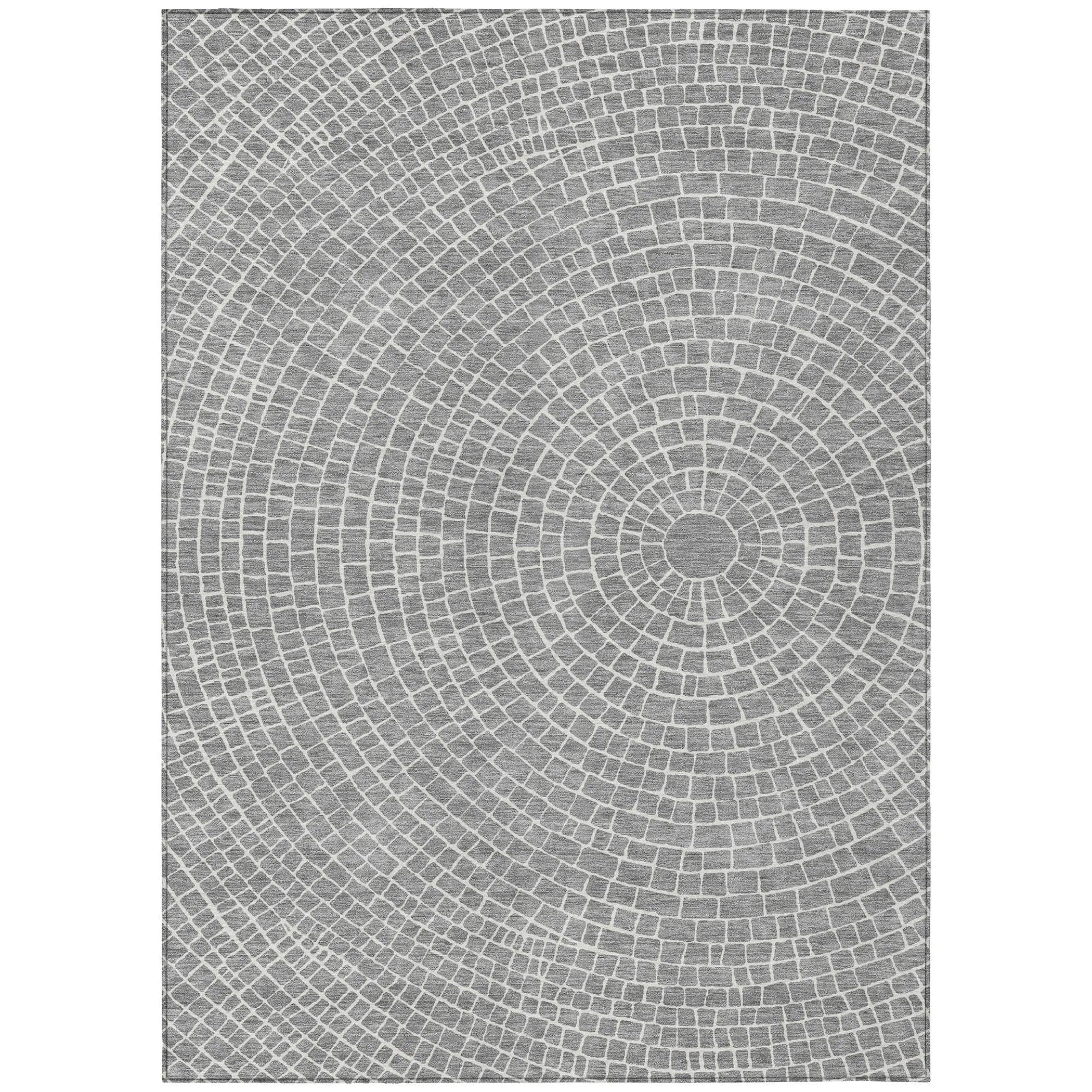 3' X 5' Gray And Ivory Geometric Washable Indoor Outdoor Area Rug Homeroots Outdoor