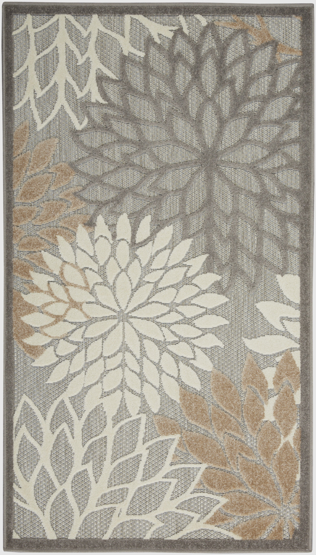 3' X 5' Gray And Ivory Indoor Outdoor Area Rug - GreatEagleInc
