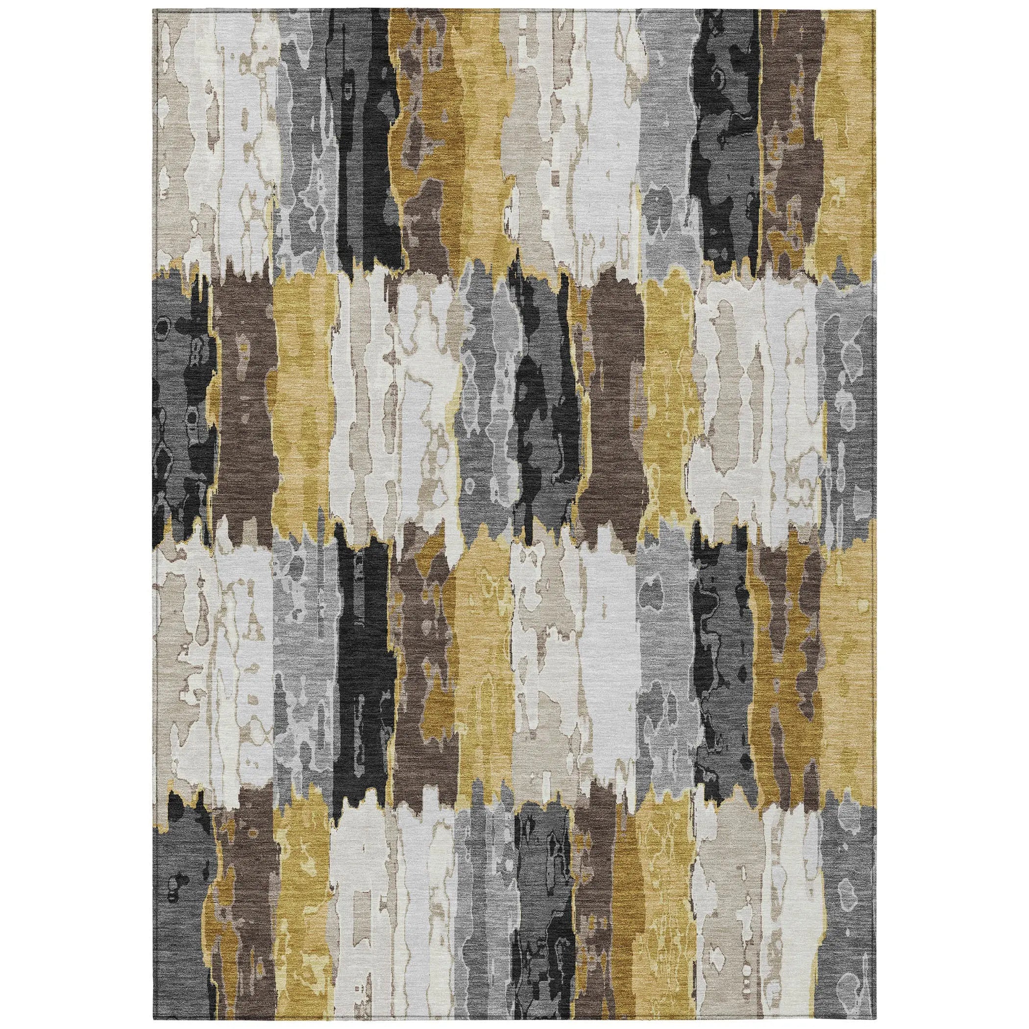 3' X 5' Gray And Linen Abstract Washable Indoor Outdoor Area Rug Homeroots Outdoor