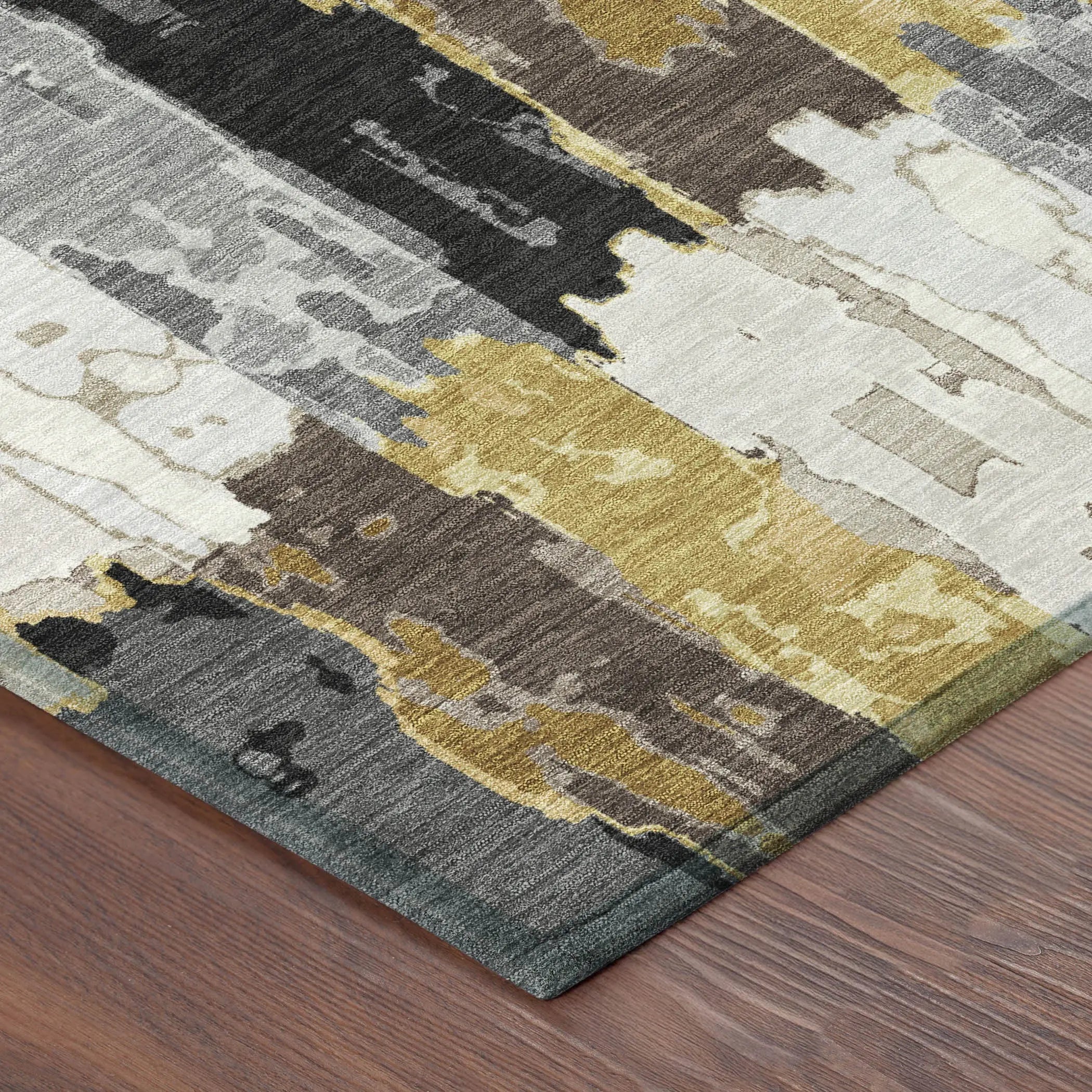 3' X 5' Gray And Linen Abstract Washable Indoor Outdoor Area Rug Homeroots Outdoor