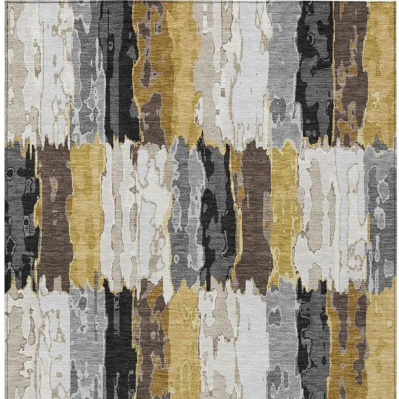 3' X 5' Gray And Linen Abstract Washable Indoor Outdoor Area Rug Homeroots Outdoor