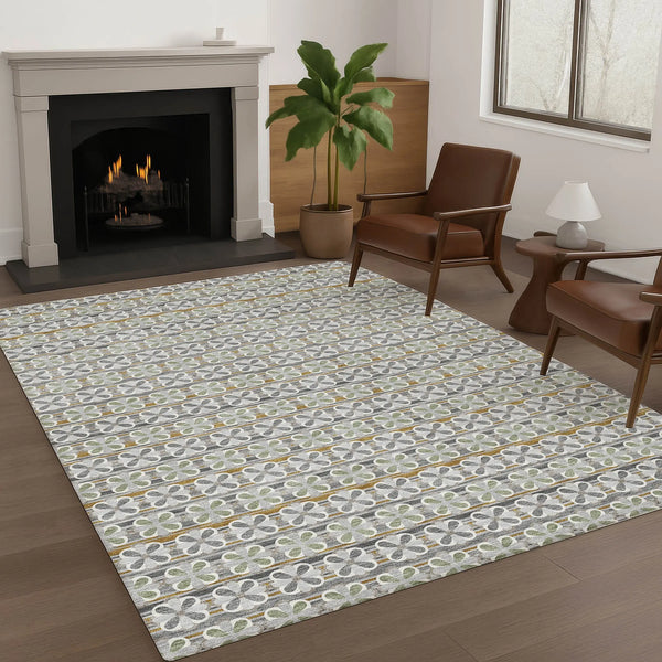 3' X 5' Gray And Pink Striped Washable Indoor Outdoor Area Rug Homeroots Outdoor