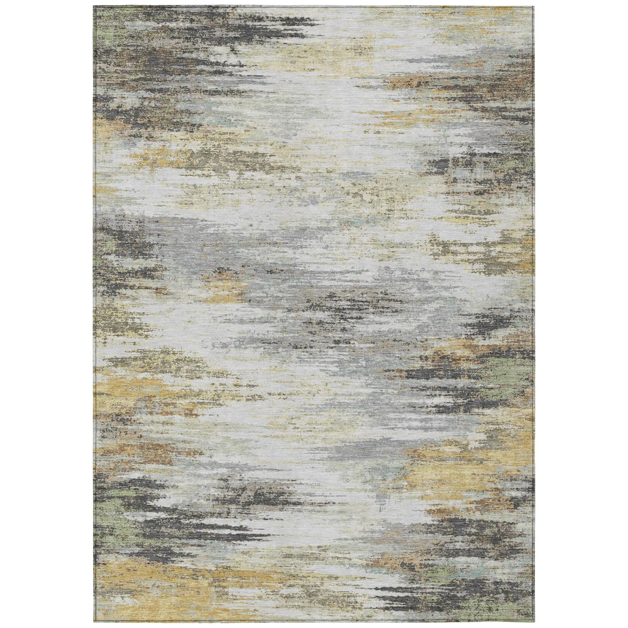 3' X 5' Gray And Silver Abstract Washable Indoor Outdoor Area Rug Homeroots Outdoor