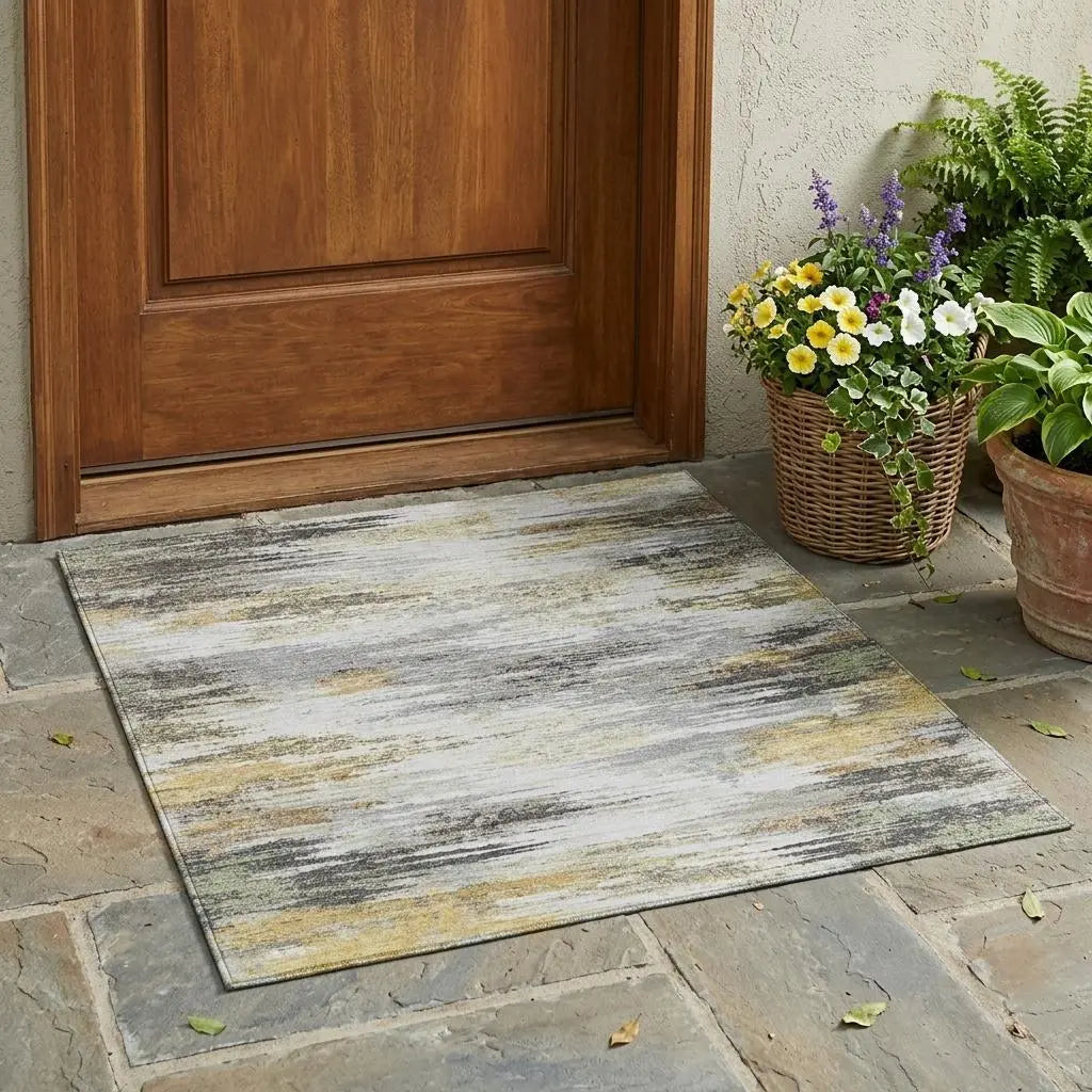 3' X 5' Gray And Silver Abstract Washable Indoor Outdoor Area Rug Homeroots Outdoor