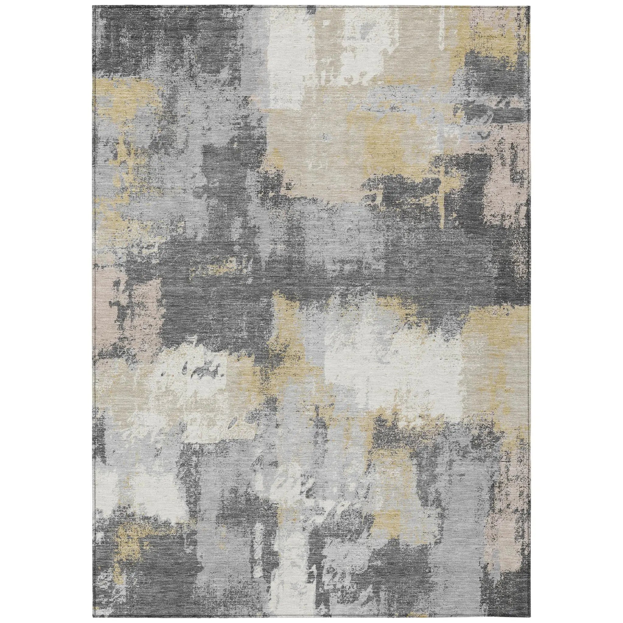 3' X 5' Gray And Silver Abstract Washable Indoor Outdoor Area Rug Homeroots Outdoor