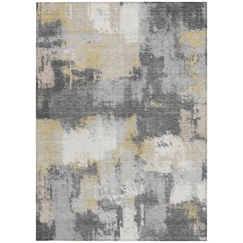 3' X 5' Gray And Silver Abstract Washable Indoor Outdoor Area Rug Homeroots Outdoor