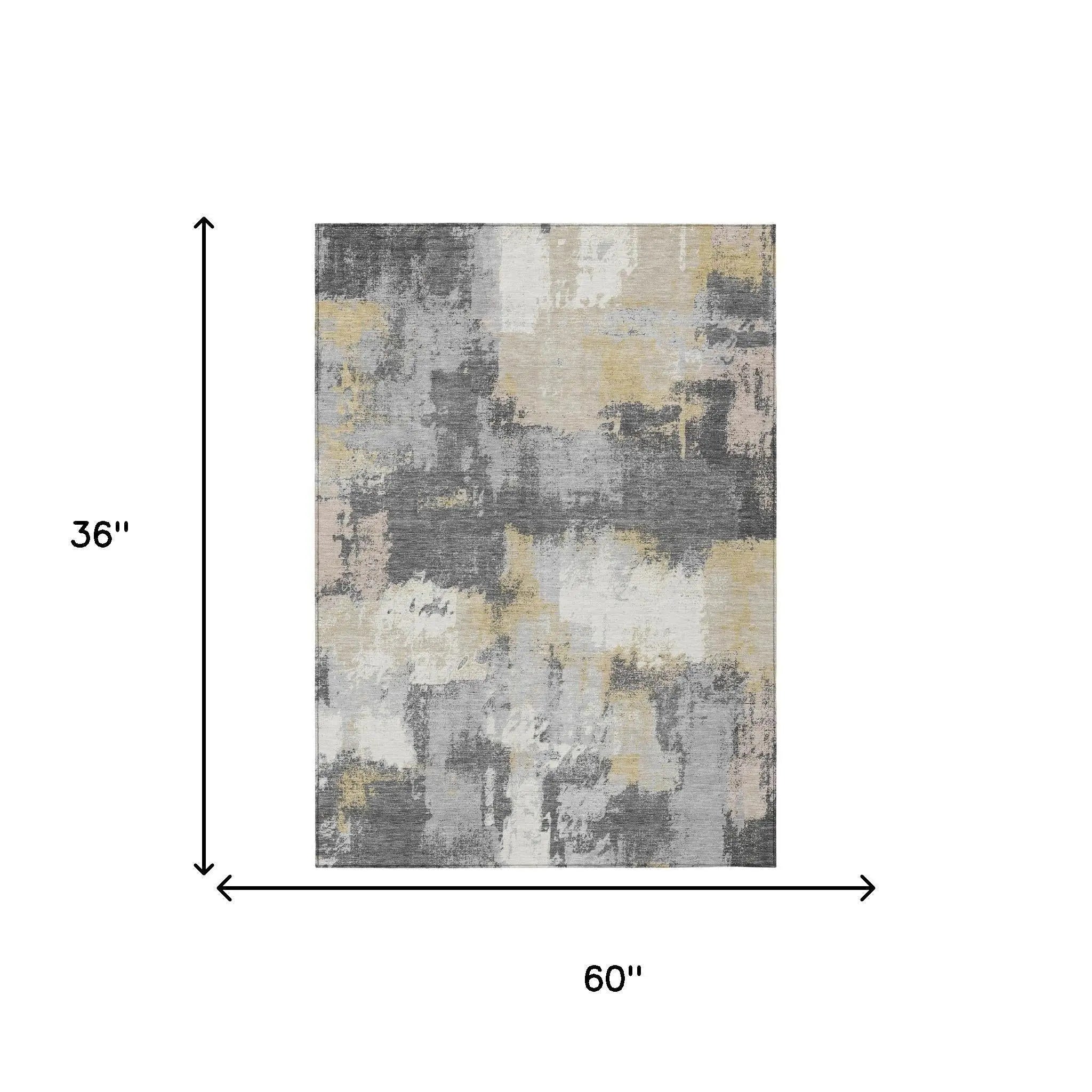 3' X 5' Gray And Silver Abstract Washable Indoor Outdoor Area Rug Homeroots Outdoor