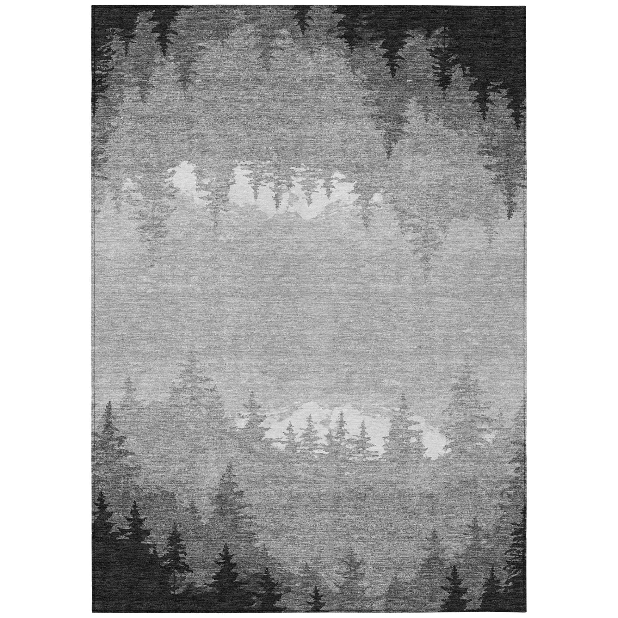 3' X 5' Gray And Silver Floral Washable Indoor Outdoor Area Rug Homeroots Outdoor
