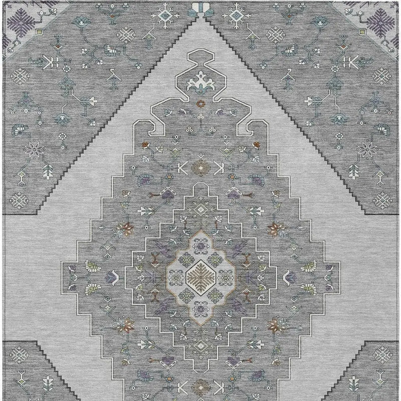 3' X 5' Gray And Silver Geometric Washable Indoor Outdoor Area Rug Homeroots Outdoor