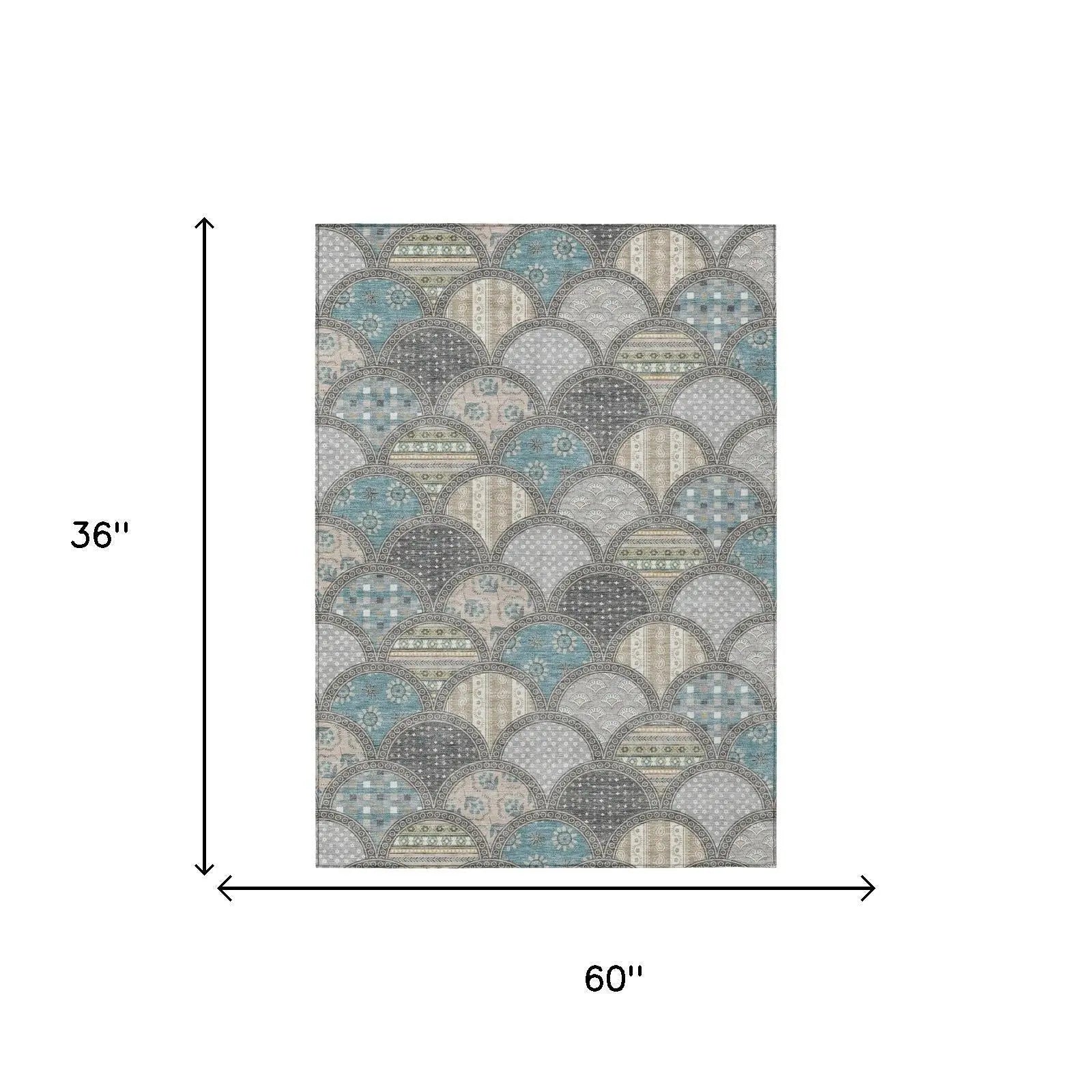 3' X 5' Gray And Silver Geometric Washable Indoor Outdoor Area Rug Homeroots Outdoor
