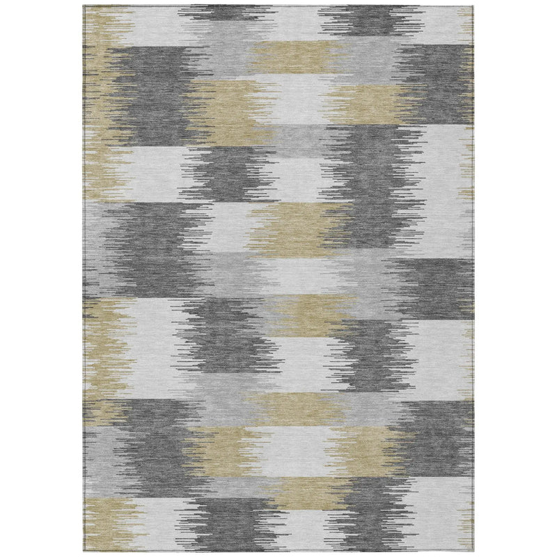 3' X 5' Gray And Silver Geometric Washable Indoor Outdoor Area Rug Homeroots Outdoor