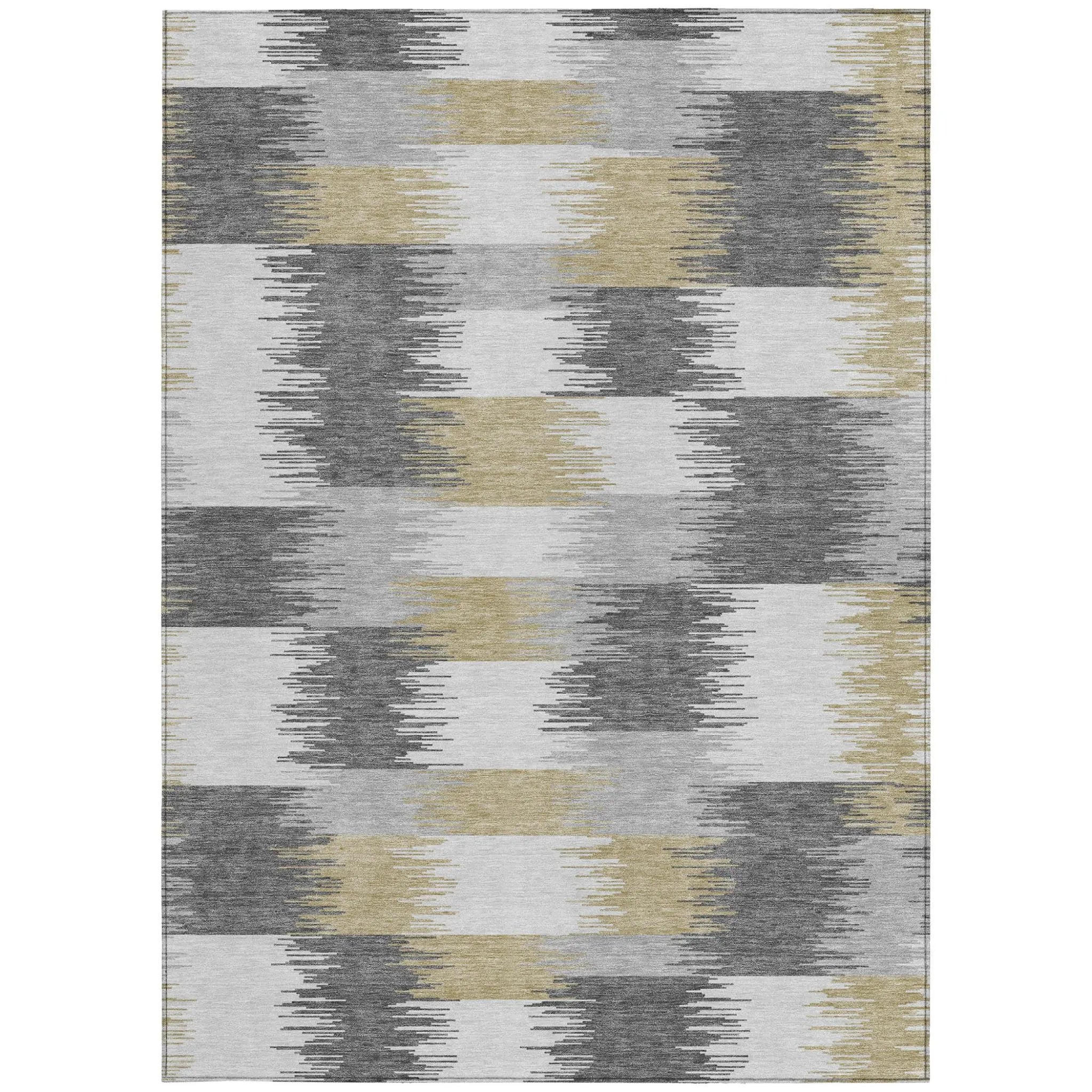 3' X 5' Gray And Silver Geometric Washable Indoor Outdoor Area Rug Homeroots Outdoor