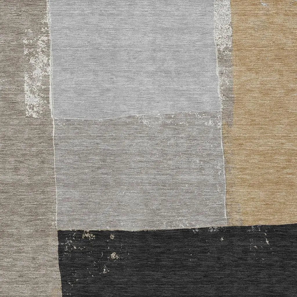 3' X 5' Gray And Silver Geometric Washable Indoor Outdoor Area Rug Homeroots Outdoor